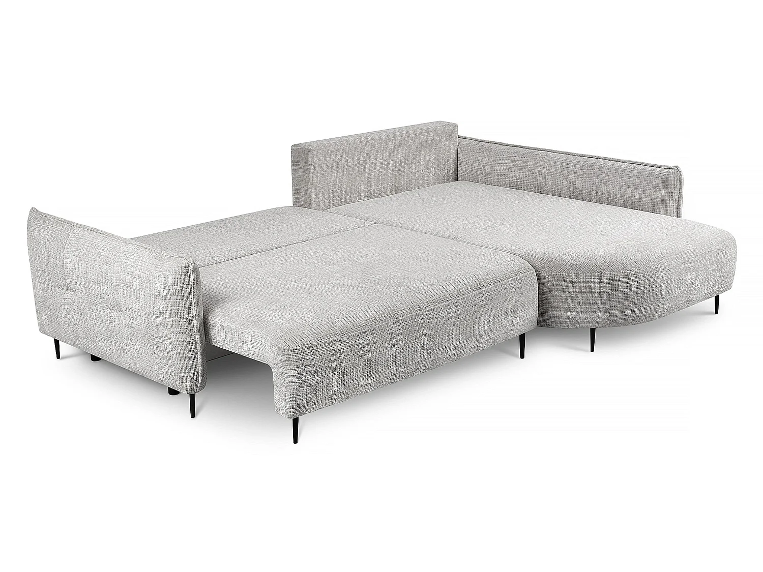 Canapé d'angle convertible 4 places en tissu chenille gris clair