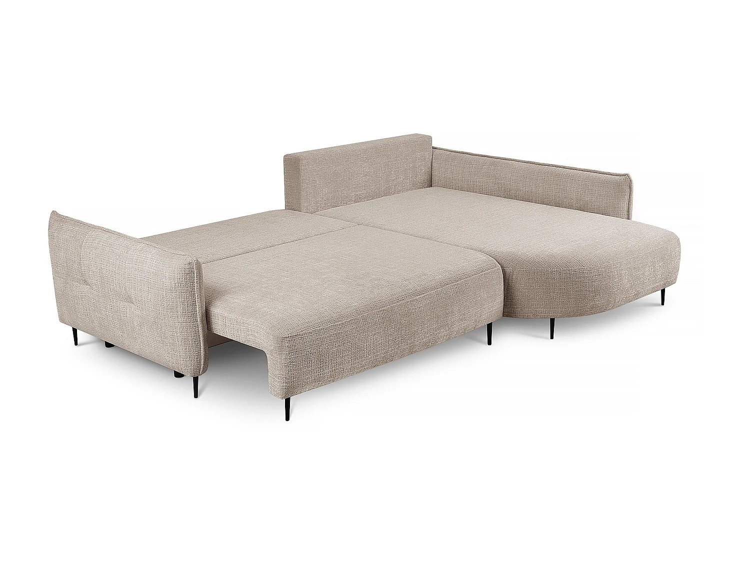 Canapé d'angle - avec fonction de couchage en forme de L avec coffre - beige clair chenille - côté droit - OBLIVIO