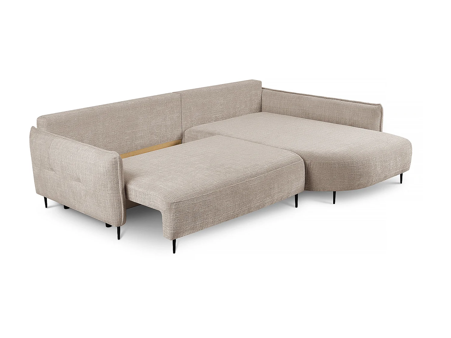 Canapé d'angle - avec fonction de couchage en forme de L avec coffre - beige clair chenille - côté droit - OBLIVIO