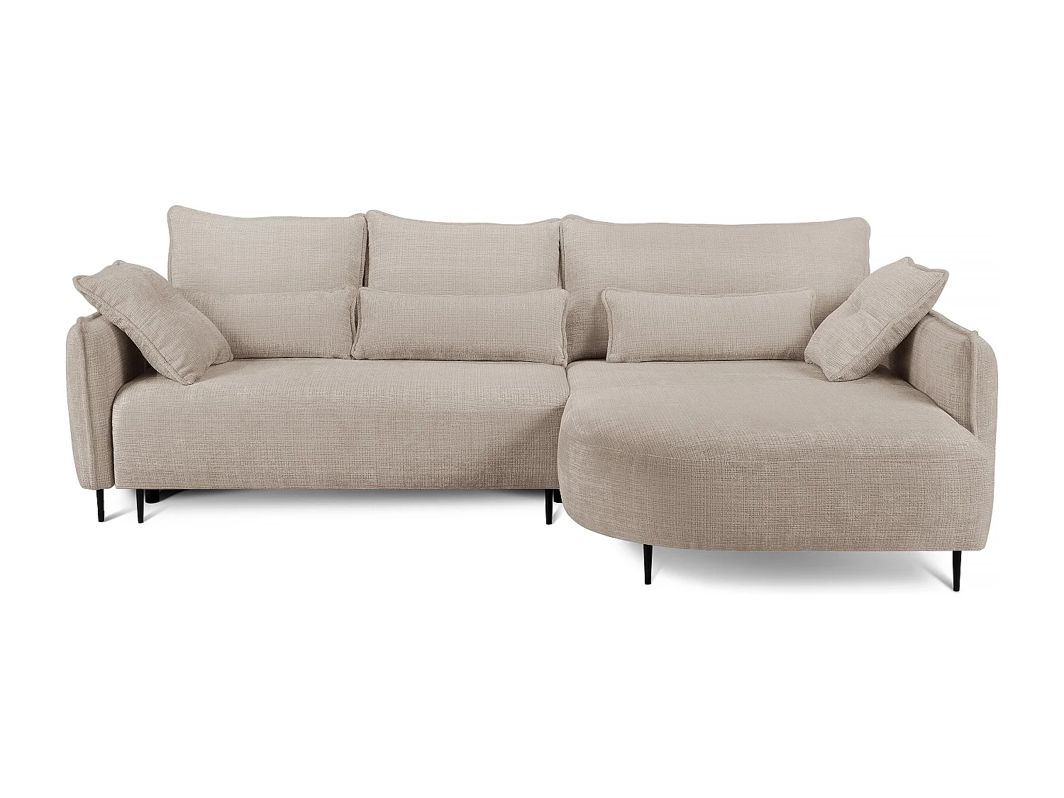 Canapé d'angle - avec fonction de couchage en forme de L avec coffre - beige clair chenille - côté droit - OBLIVIO