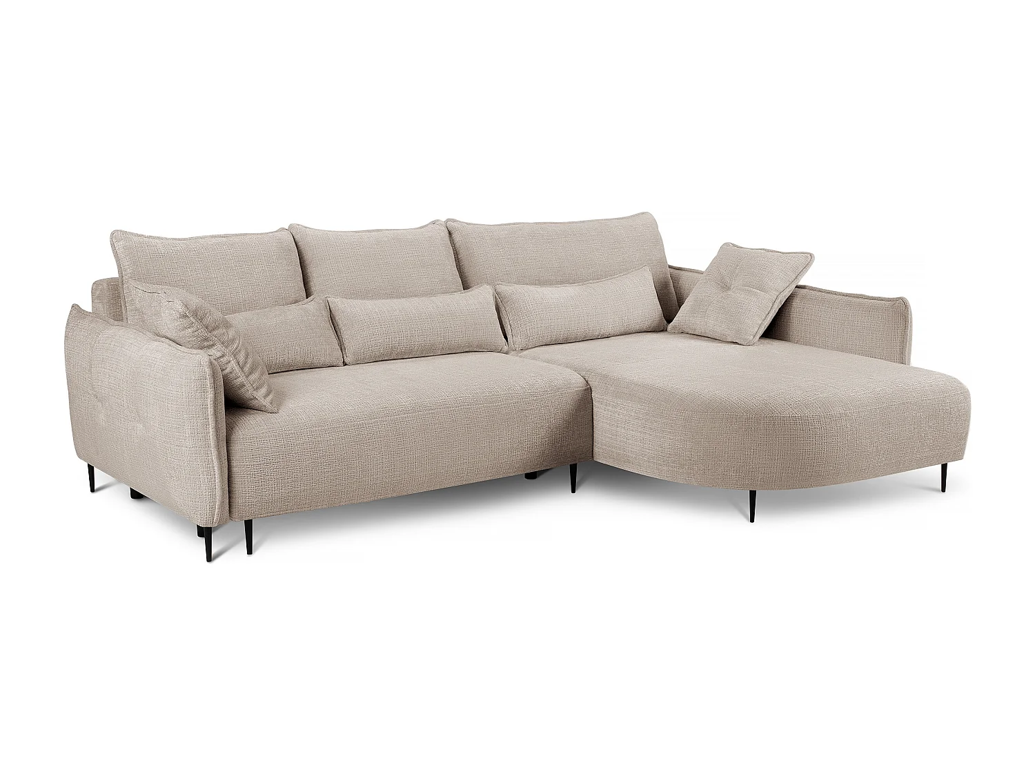 Canapé d'angle - avec fonction de couchage en forme de L avec coffre - beige clair chenille - côté droit - OBLIVIO
