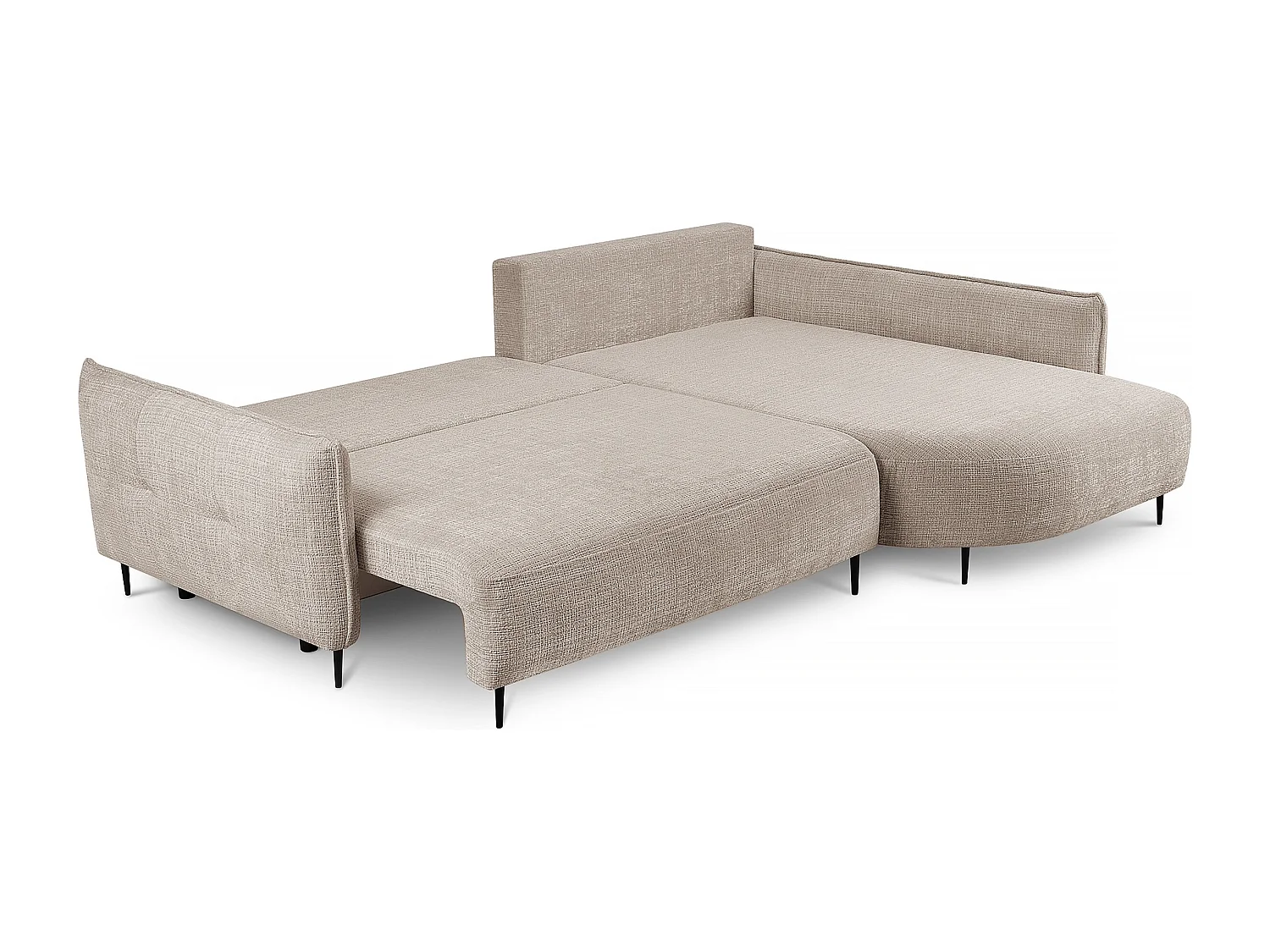 Canapé d'angle - avec fonction de couchage en forme de L avec coffre - beige clair chenille - côté droit - OBLIVIO