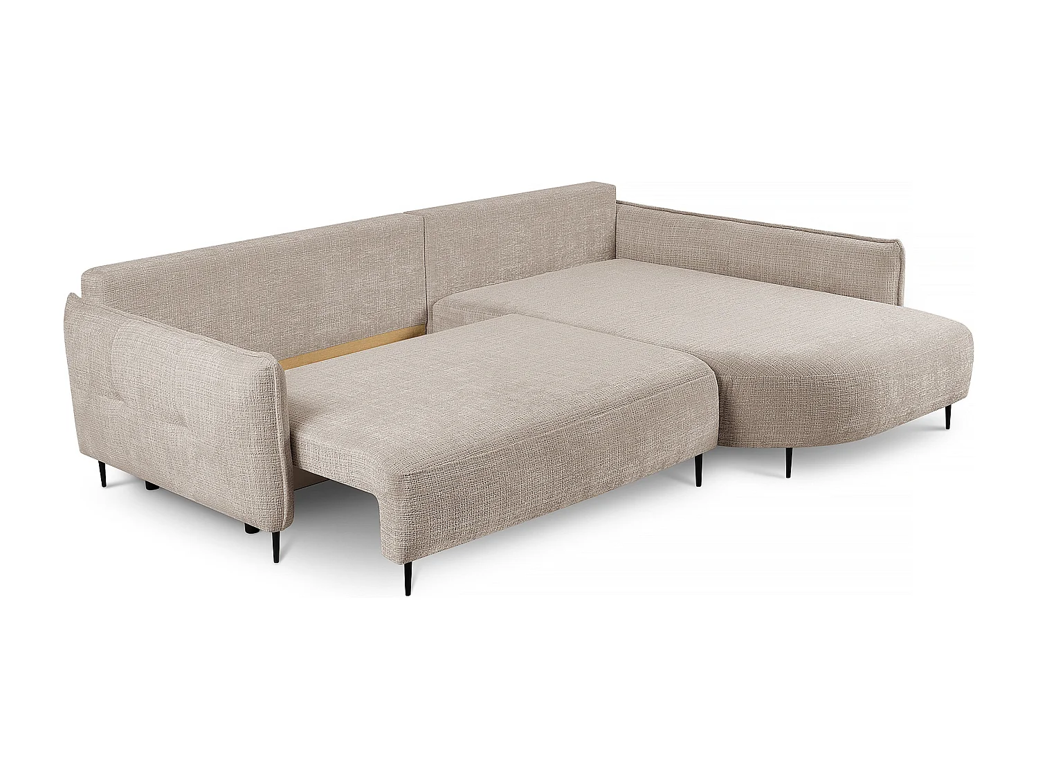 Canapé d'angle - avec fonction de couchage en forme de L avec coffre - beige clair chenille - côté droit - OBLIVIO
