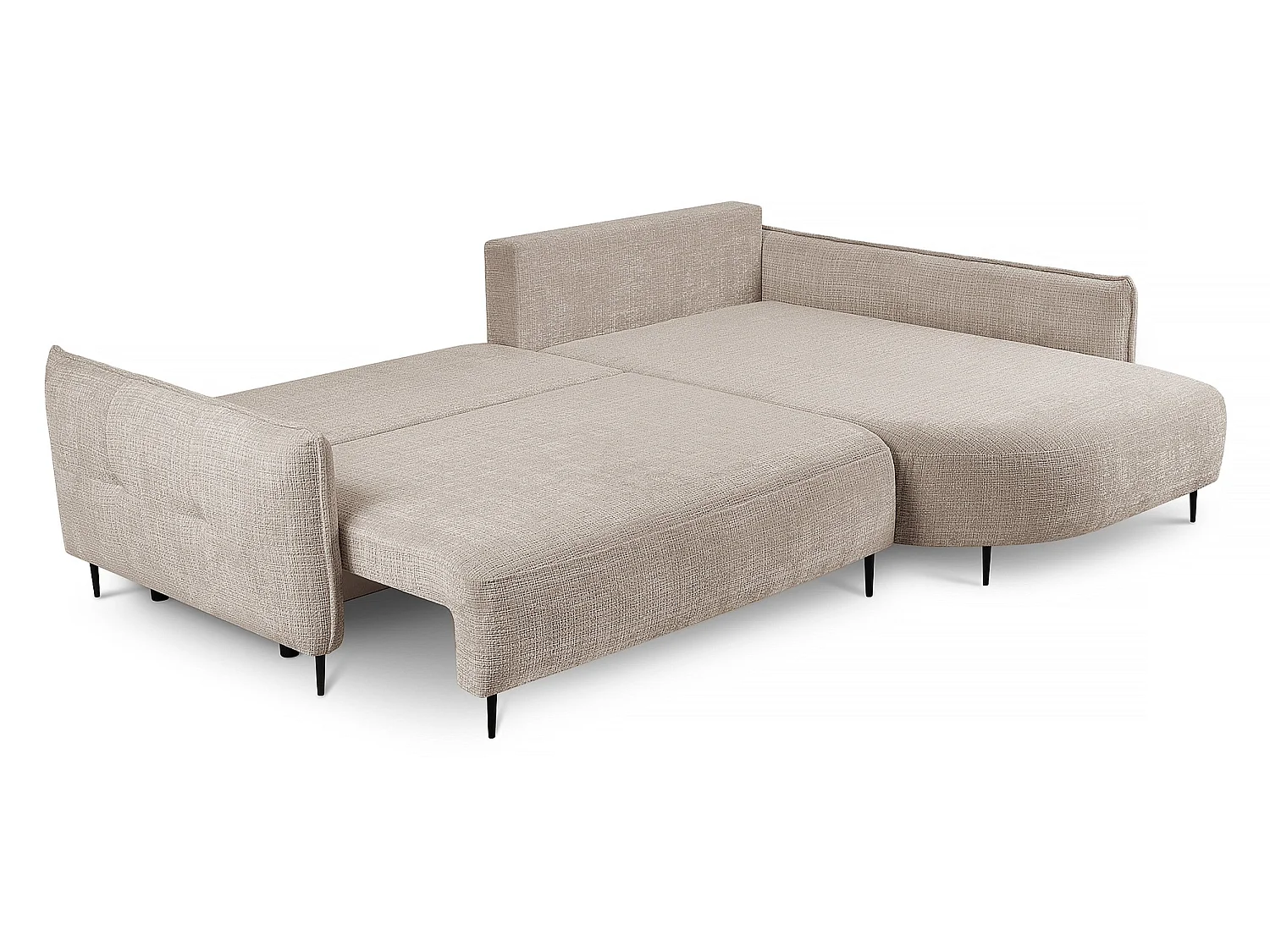 Hoekbank - met L-vormige slaapfunctie met opbergruimte - lichtbeige chenille - rechterkant - OBLIVIO