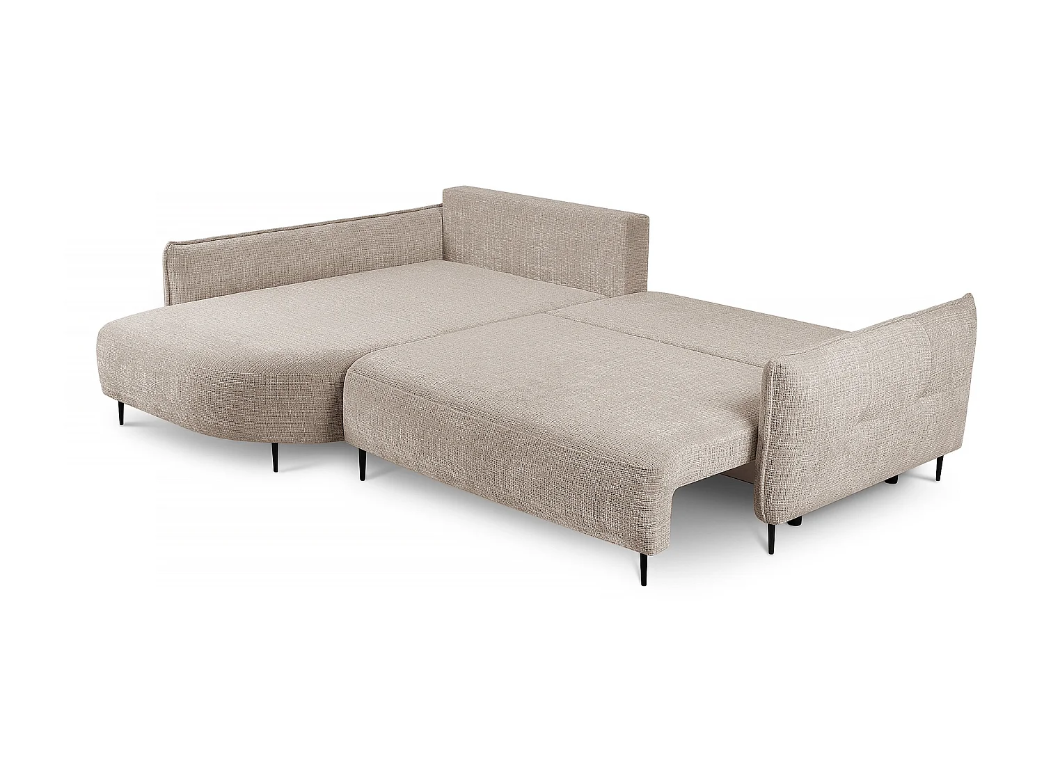 Canapé d'angle - avec fonction de couchage en forme de L avec coffre - beige clair chenille - côté gauche - OBLIVIO