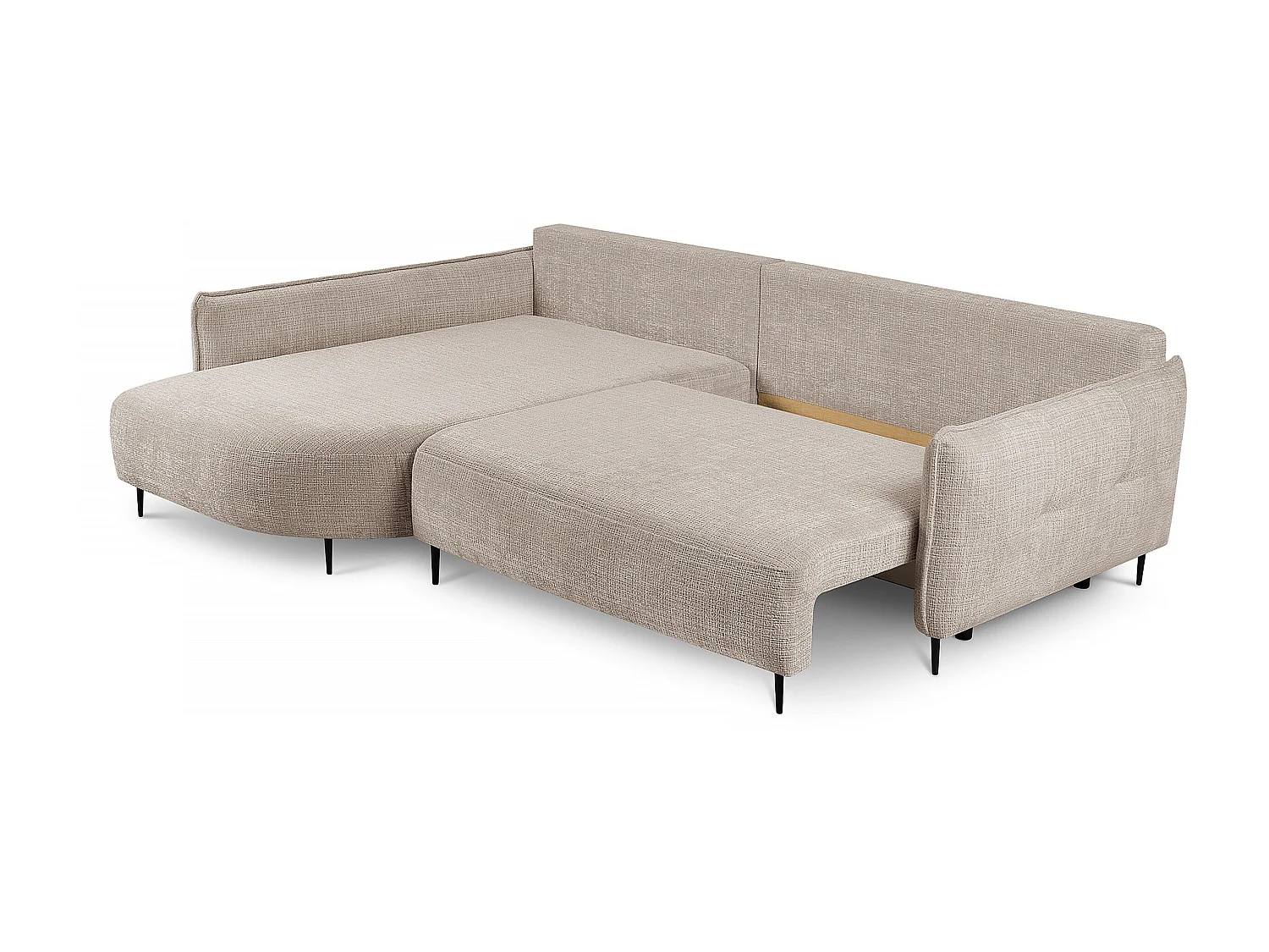 Canapé d'angle - avec fonction de couchage en forme de L avec coffre - beige clair chenille - côté gauche - OBLIVIO