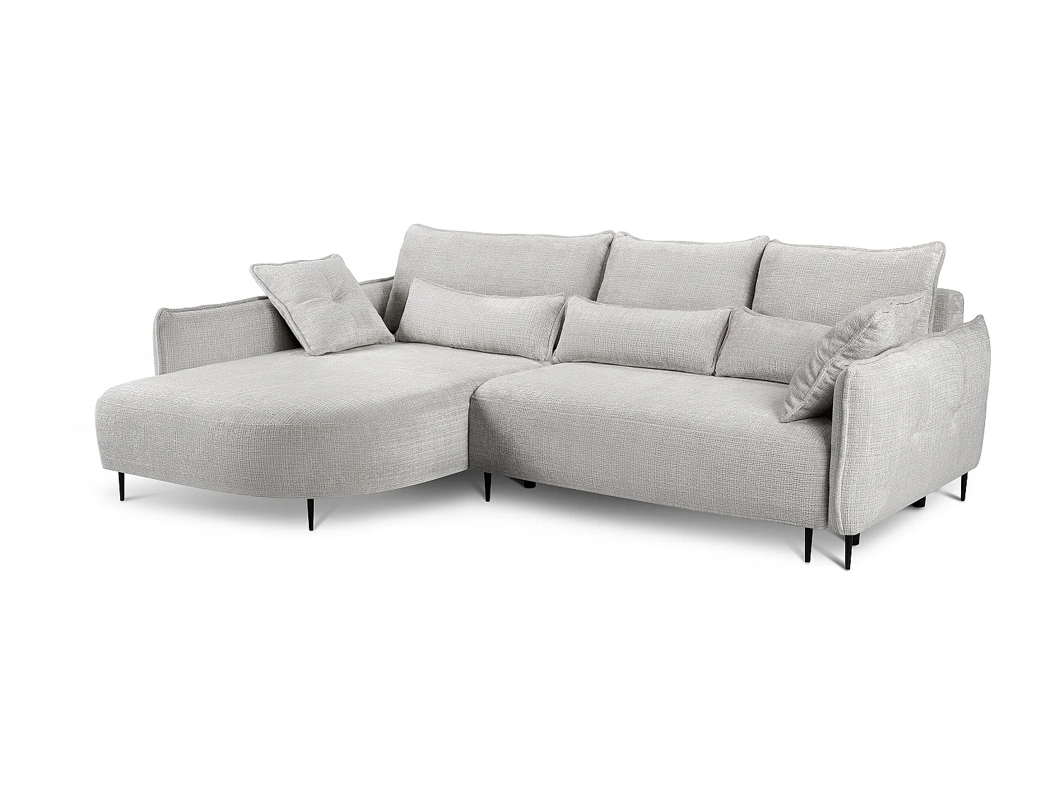 Canapé d'angle - avec fonction de couchage en forme de L avec coffre - gris clair chenille - côté gauche - OBLIVIO