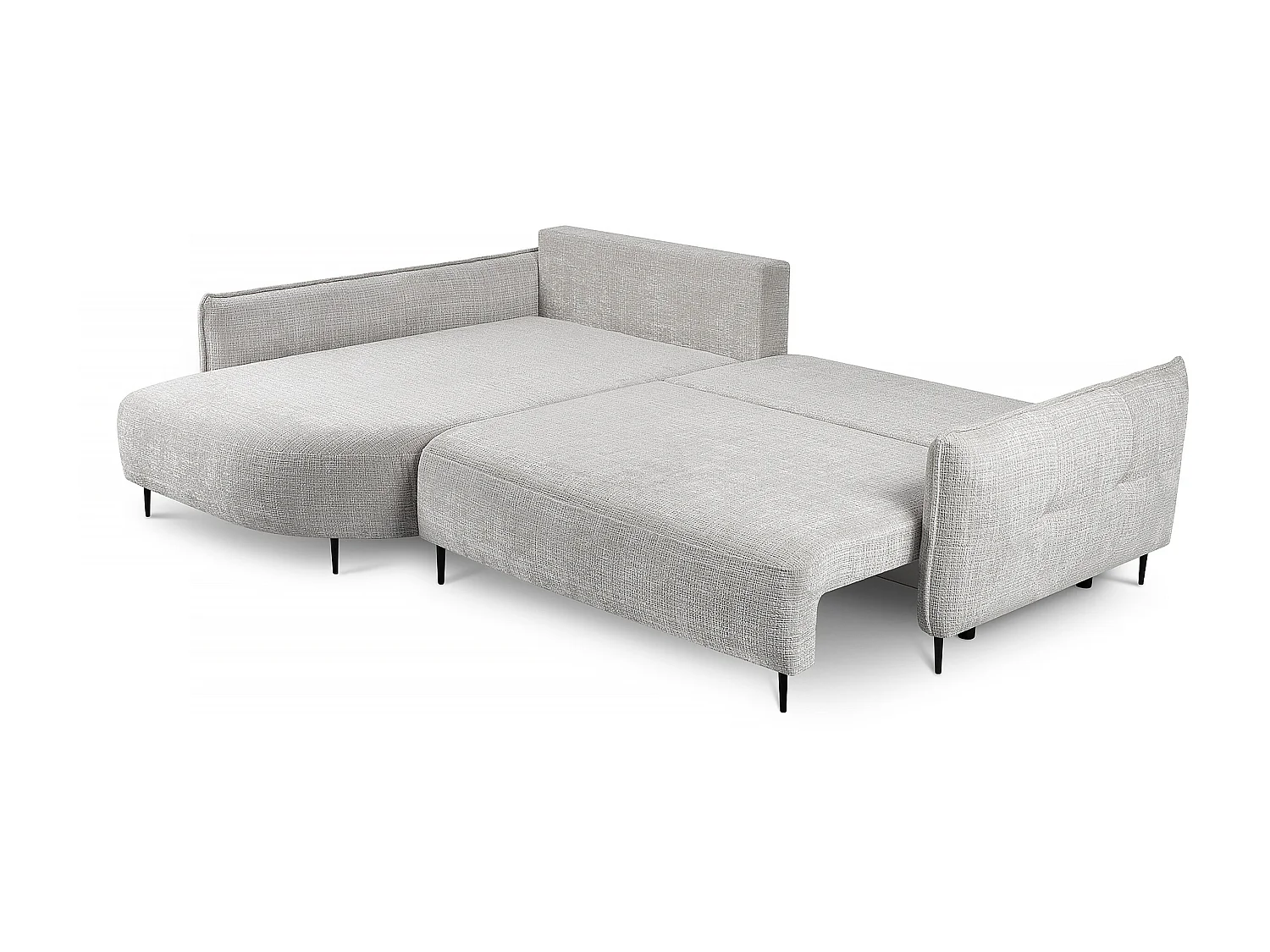 Canapé d'angle - avec fonction de couchage en forme de L avec coffre - gris clair chenille - côté gauche - OBLIVIO