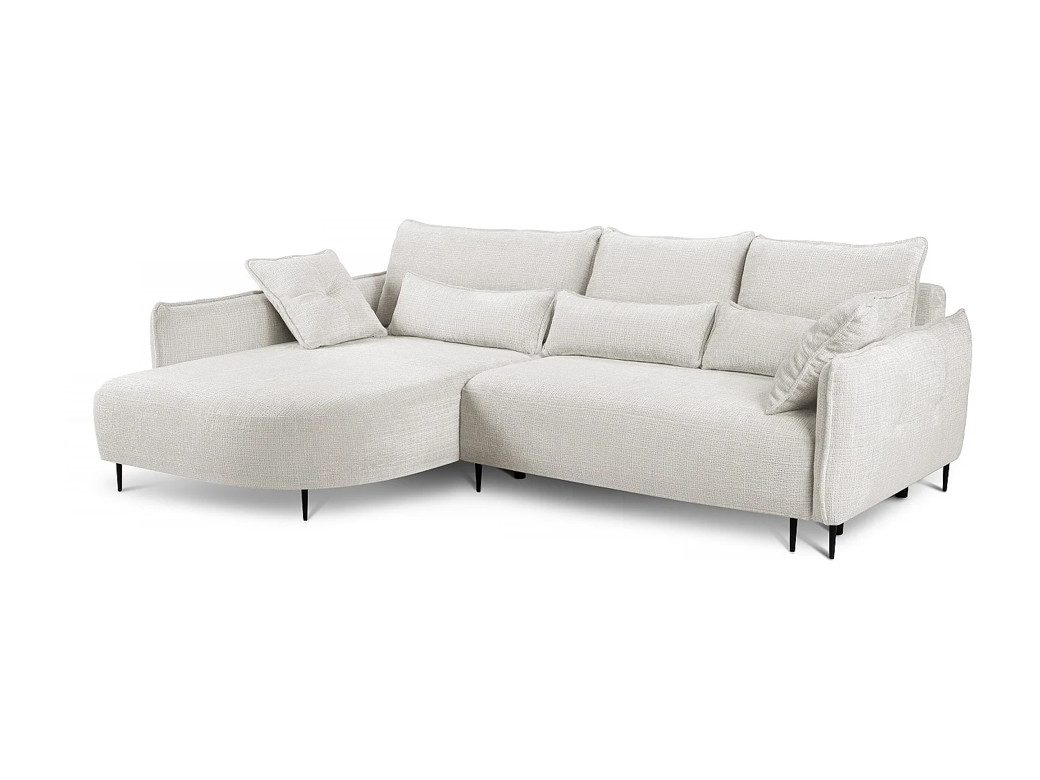 Canapé d'angle - avec fonction de couchage en forme de L avec coffre - crème chenille - côté gauche - OBLIVIO