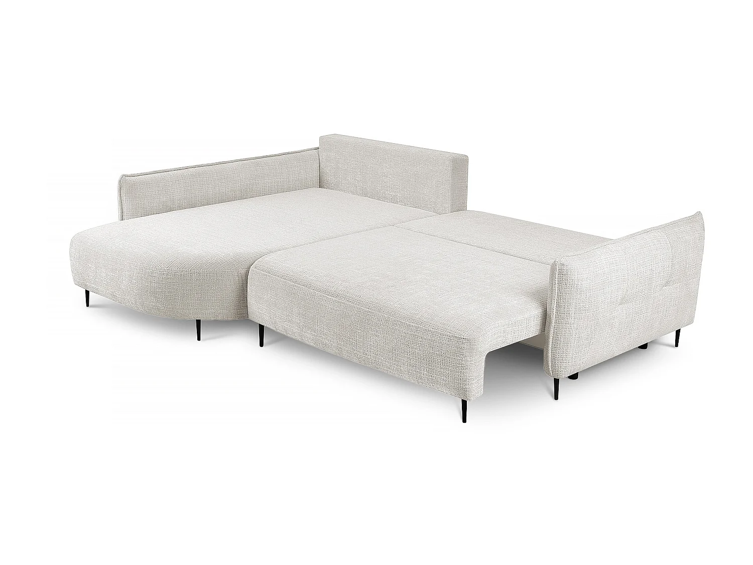 Canapé d'angle - avec fonction de couchage en forme de L avec coffre - crème chenille - côté gauche - OBLIVIO