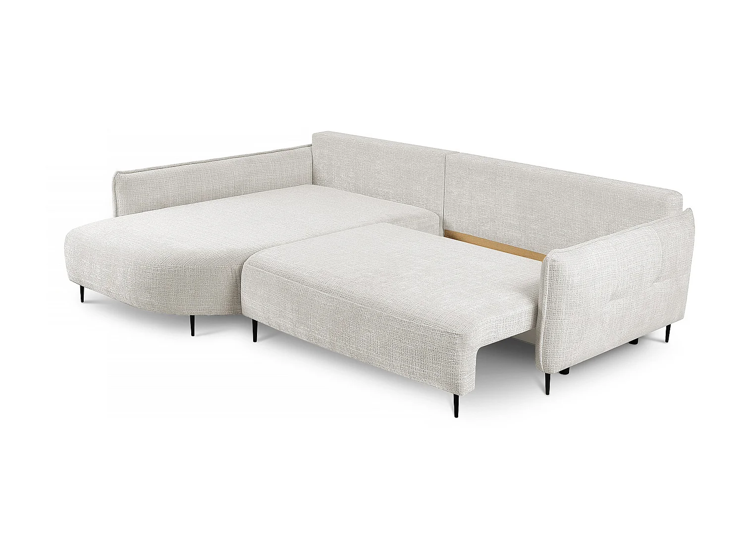 Canapé d'angle - avec fonction de couchage en forme de L avec coffre - crème chenille - côté gauche - OBLIVIO