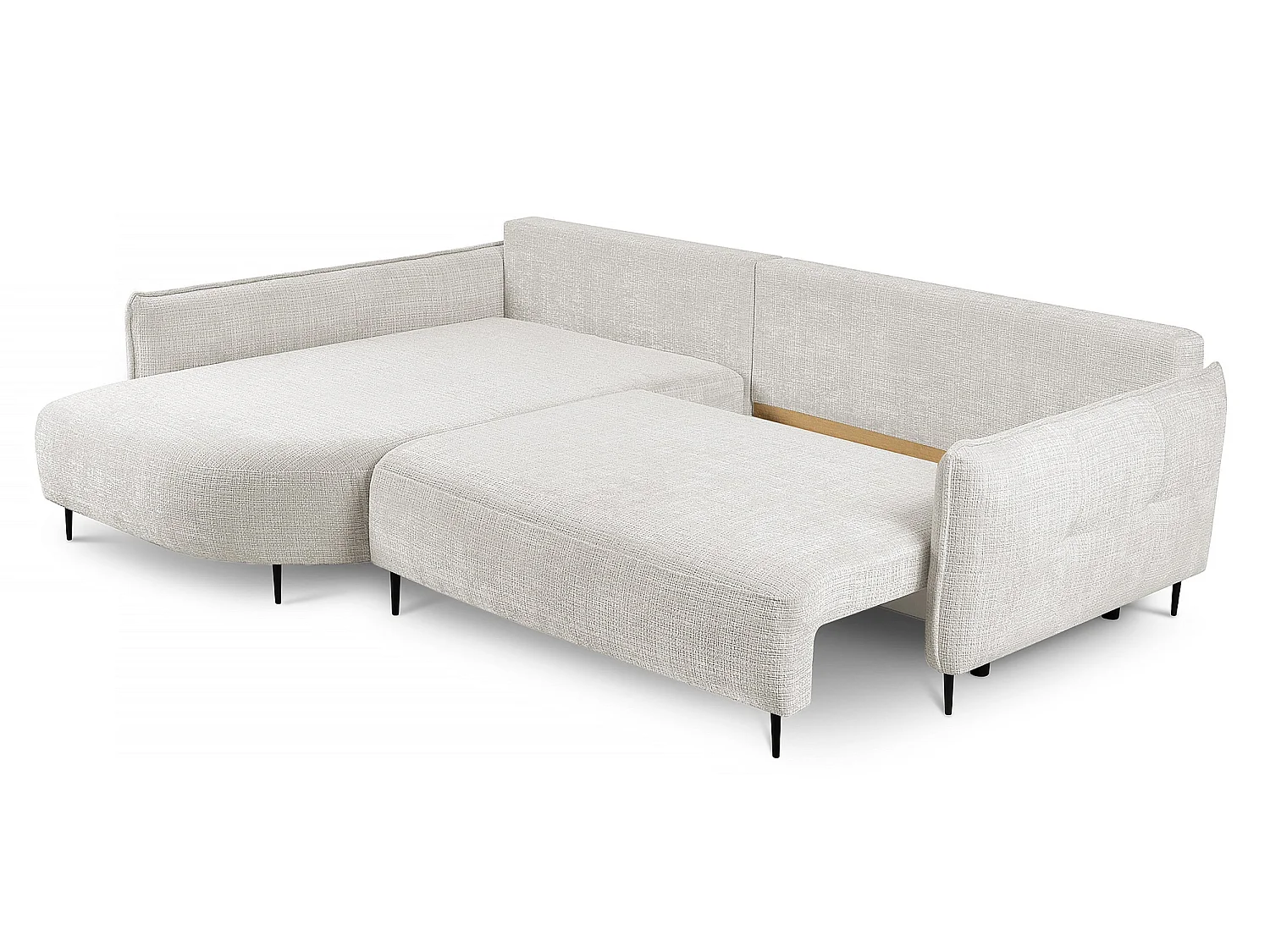 Canapé d'angle convertible 4 places avec coffre en tissu crème