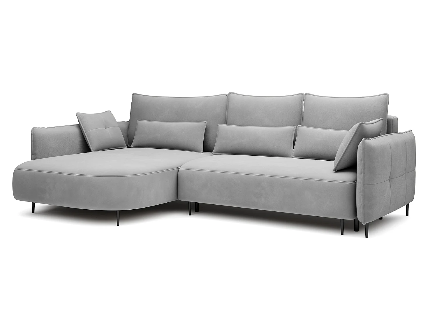 Canapé d'angle - avec fonction de couchage en forme de L avec coffre - gris velours - côté gauche - OBLIVIO