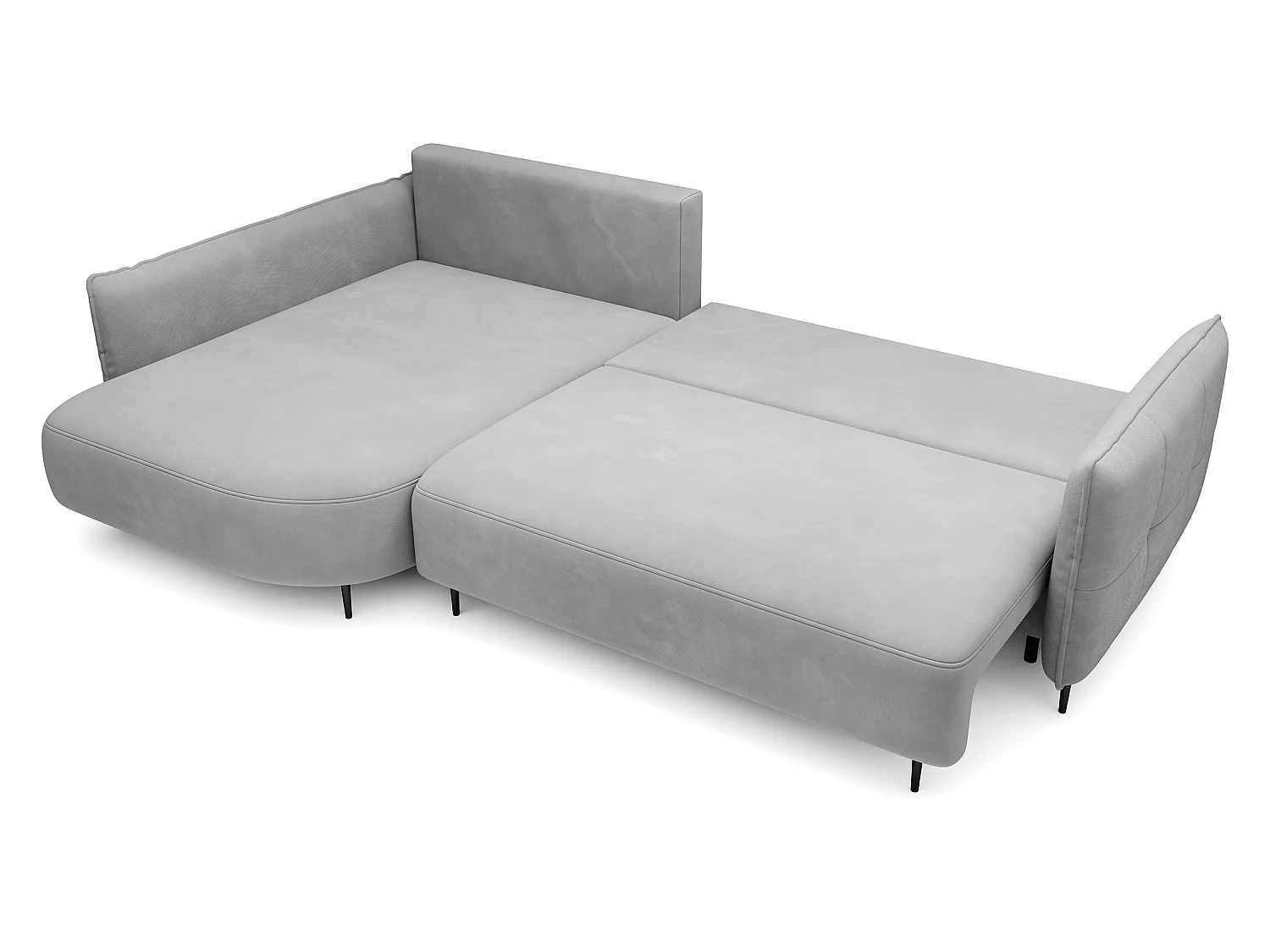 Canapé d'angle - avec fonction de couchage en forme de L avec coffre - gris velours - côté gauche - OBLIVIO