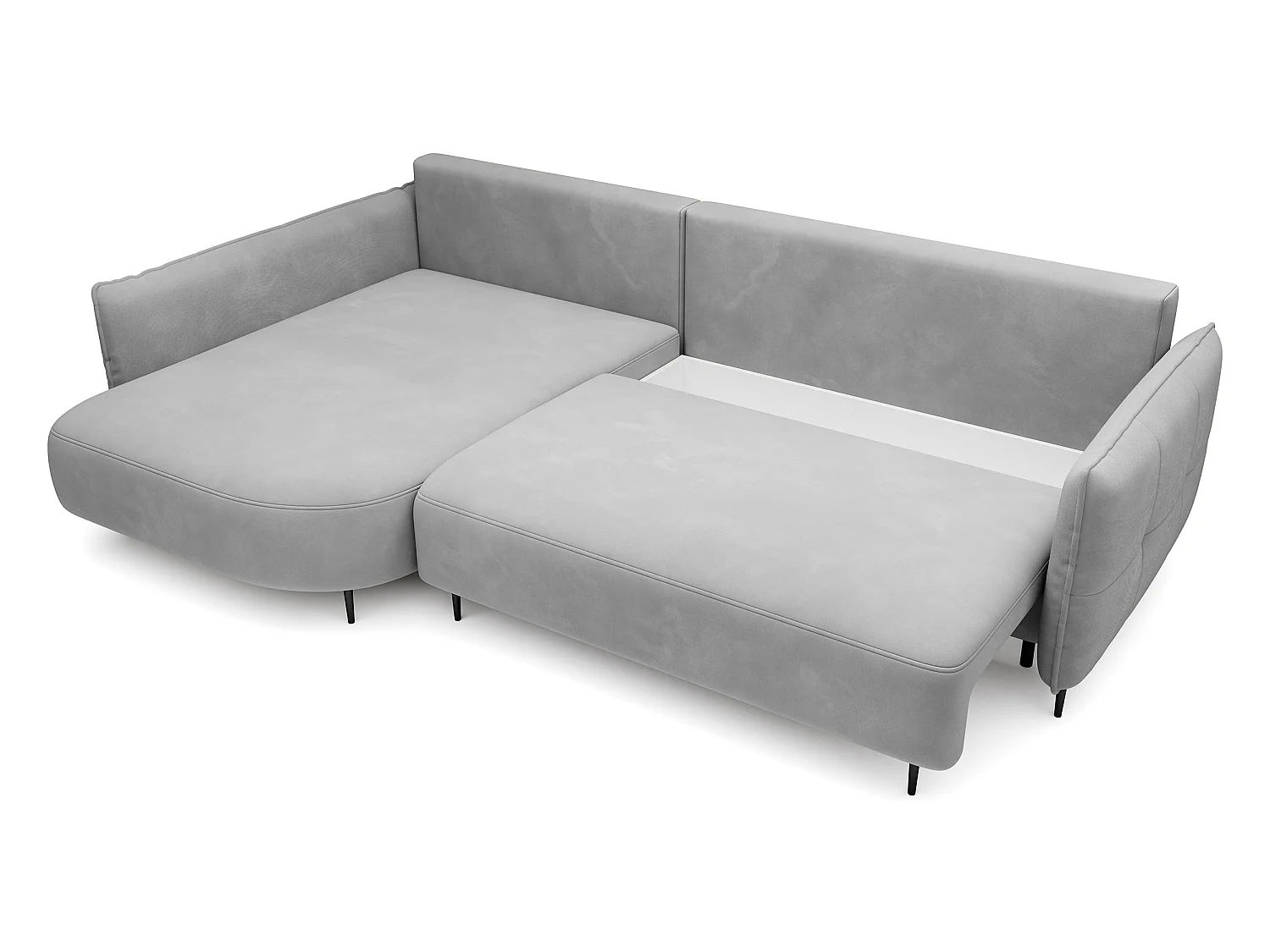 Canapé d'angle - avec fonction de couchage en forme de L avec coffre - gris velours - côté gauche - OBLIVIO