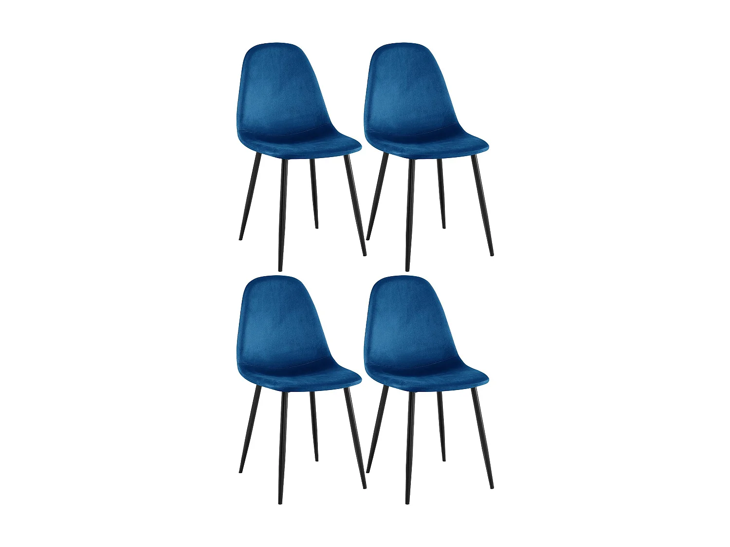 Set van 4  Eetkamerstoelen - Fluweel - blauw - Napier