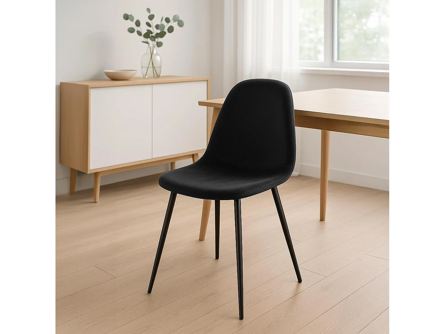 chaise salle à manger - Velours - Noir - Napier