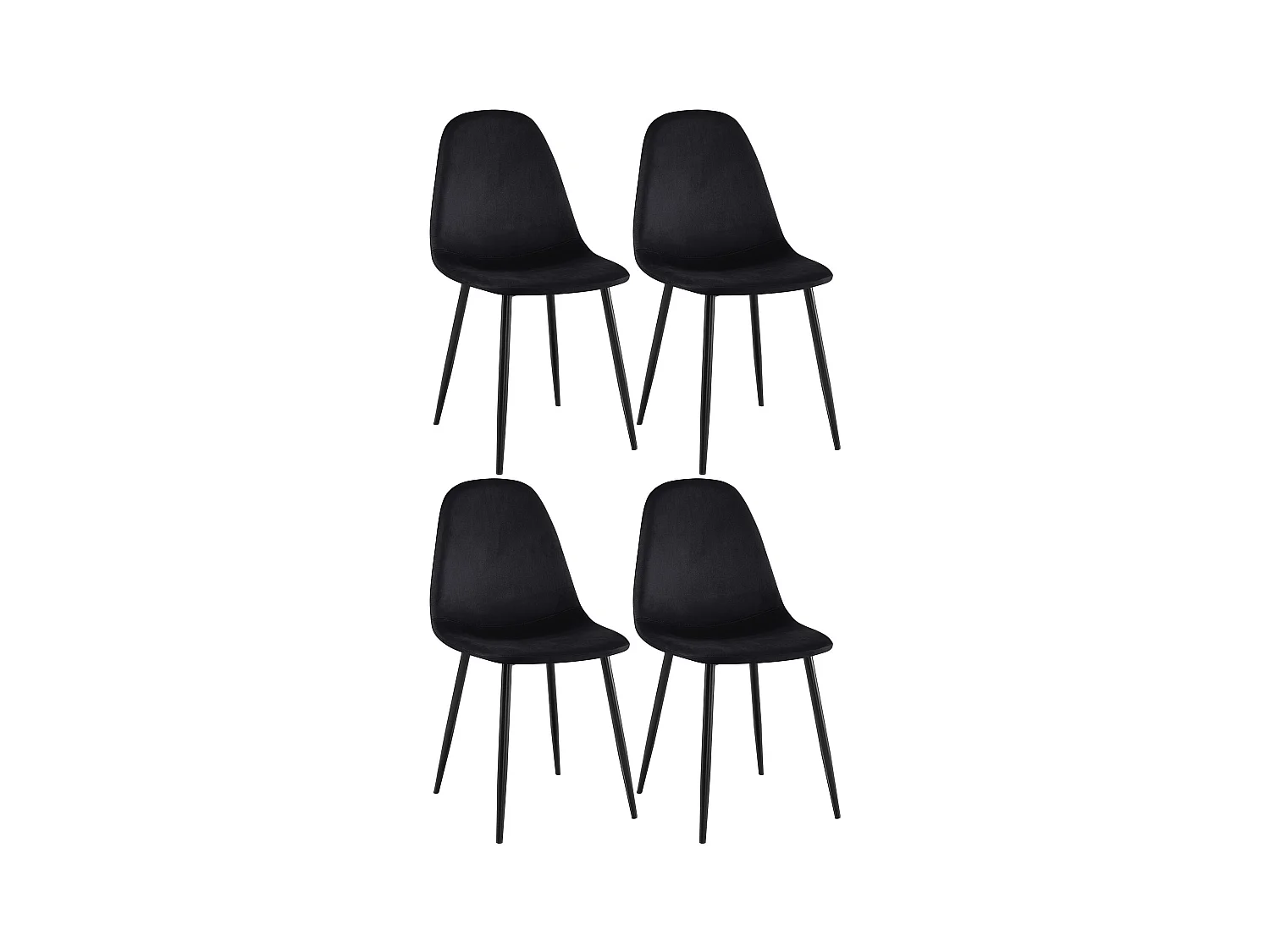 Lot de 4  chaise salle à manger - Velours - Noir - Napier