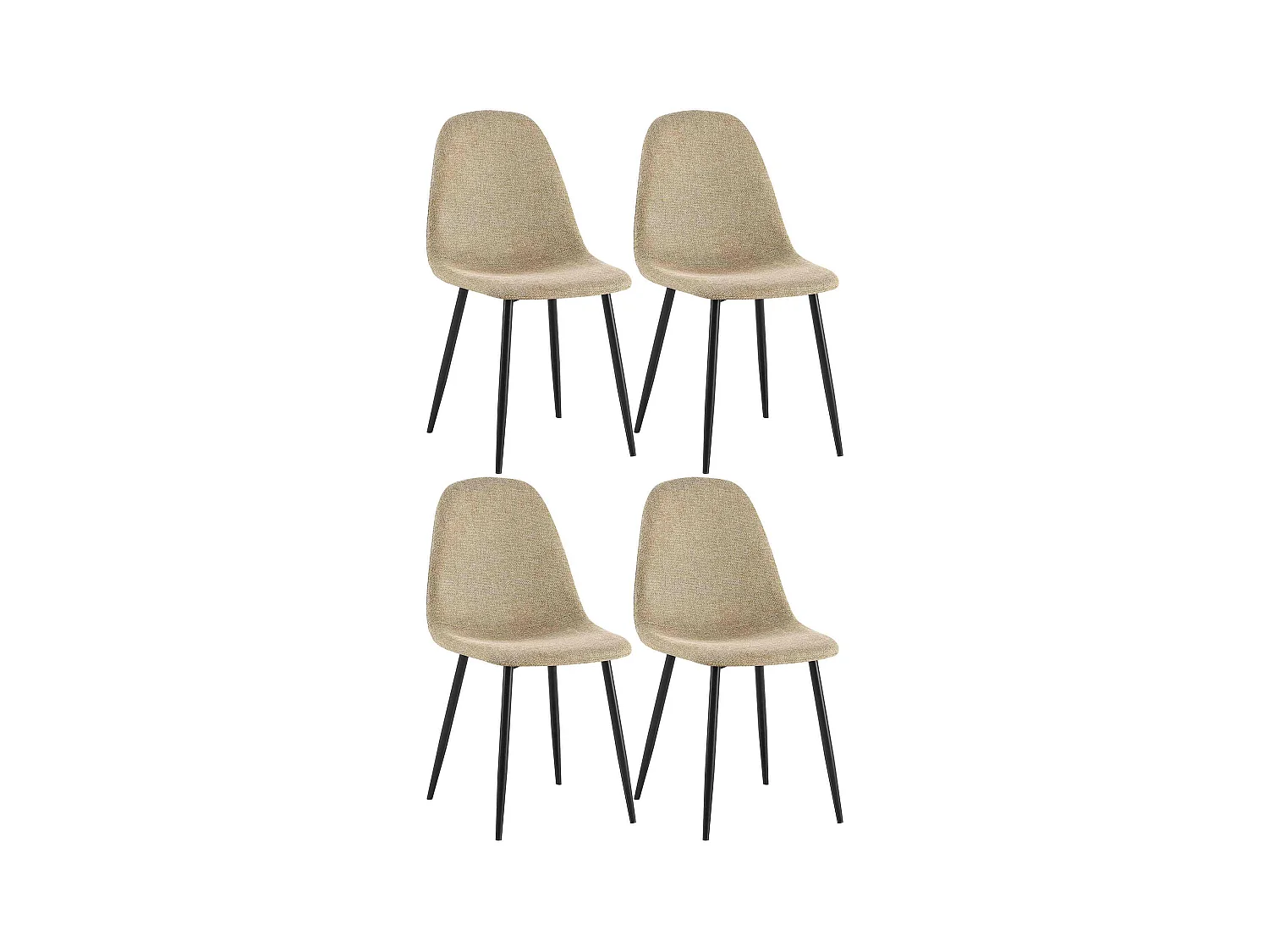 Lot de 4  chaise salle à manger - Tissu - Taupe - Napier