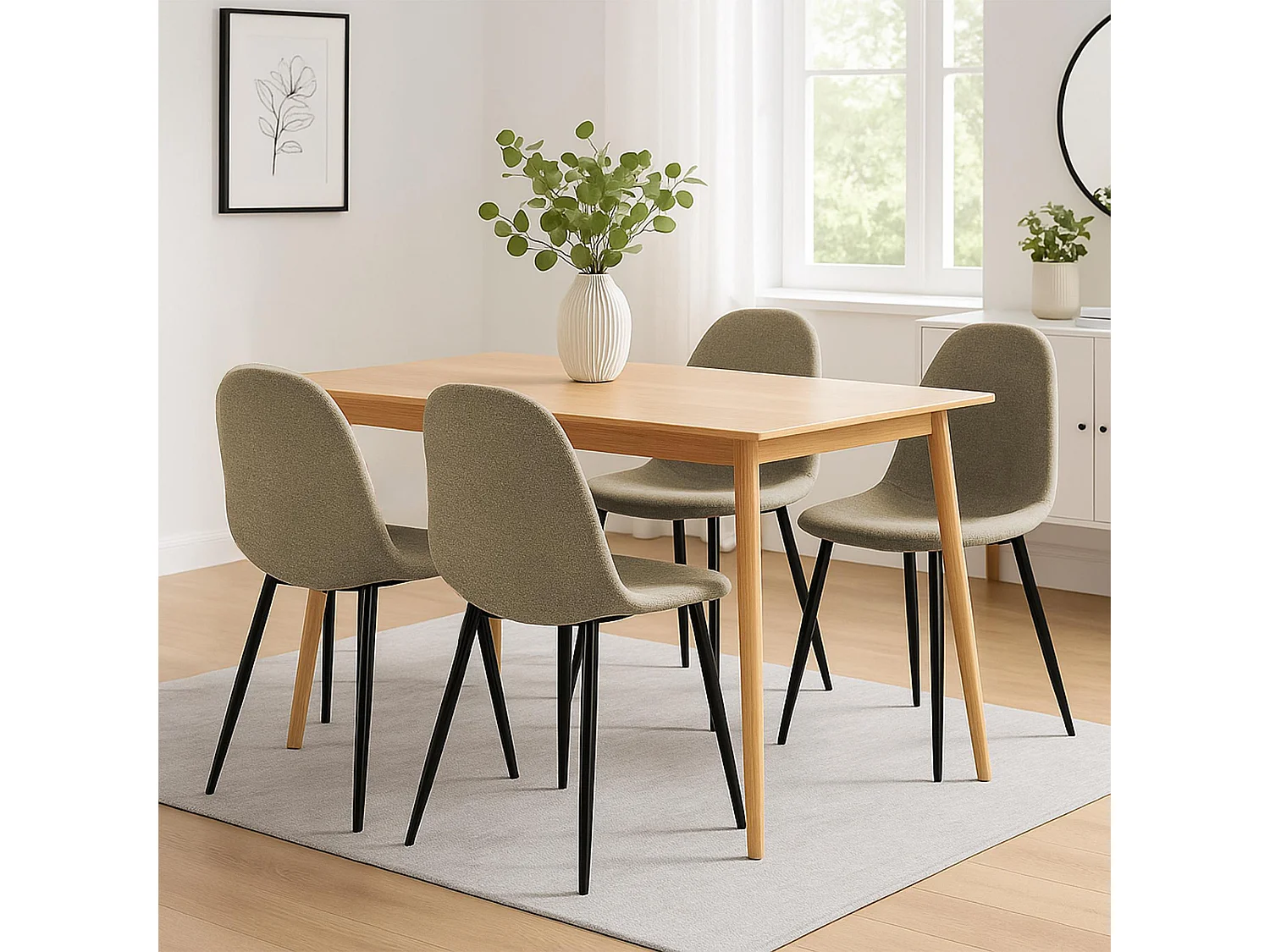 Lot de 4  chaise salle à manger - Tissu - Taupe - Napier