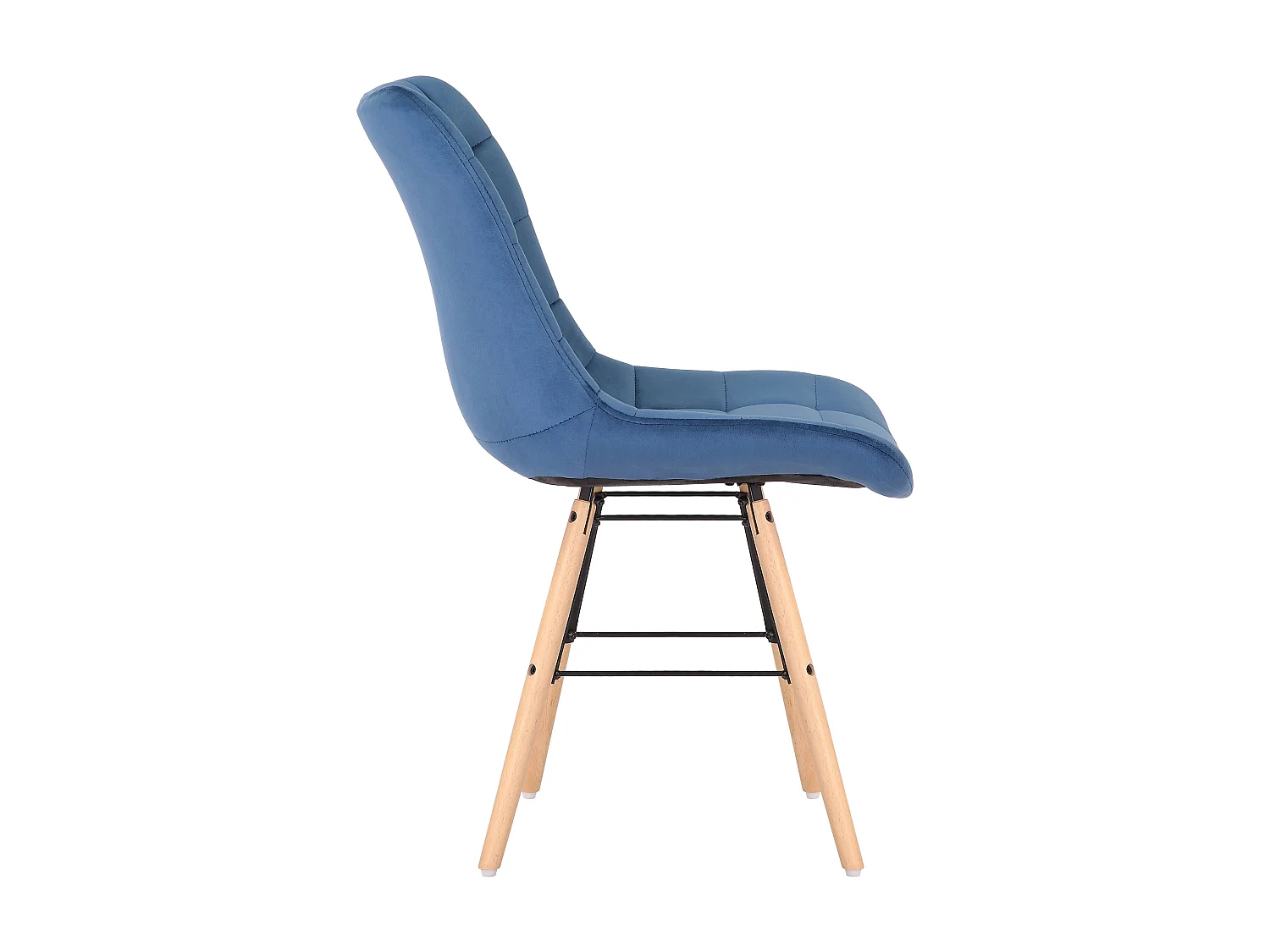 chaise salle à manger - Velours & Bois - Bleu - Leni
