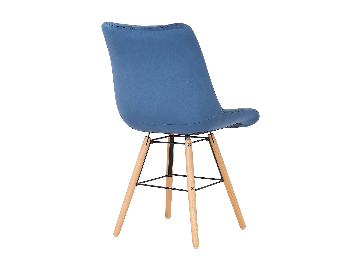 chaise salle à manger - Velours & Bois - Bleu - Leni