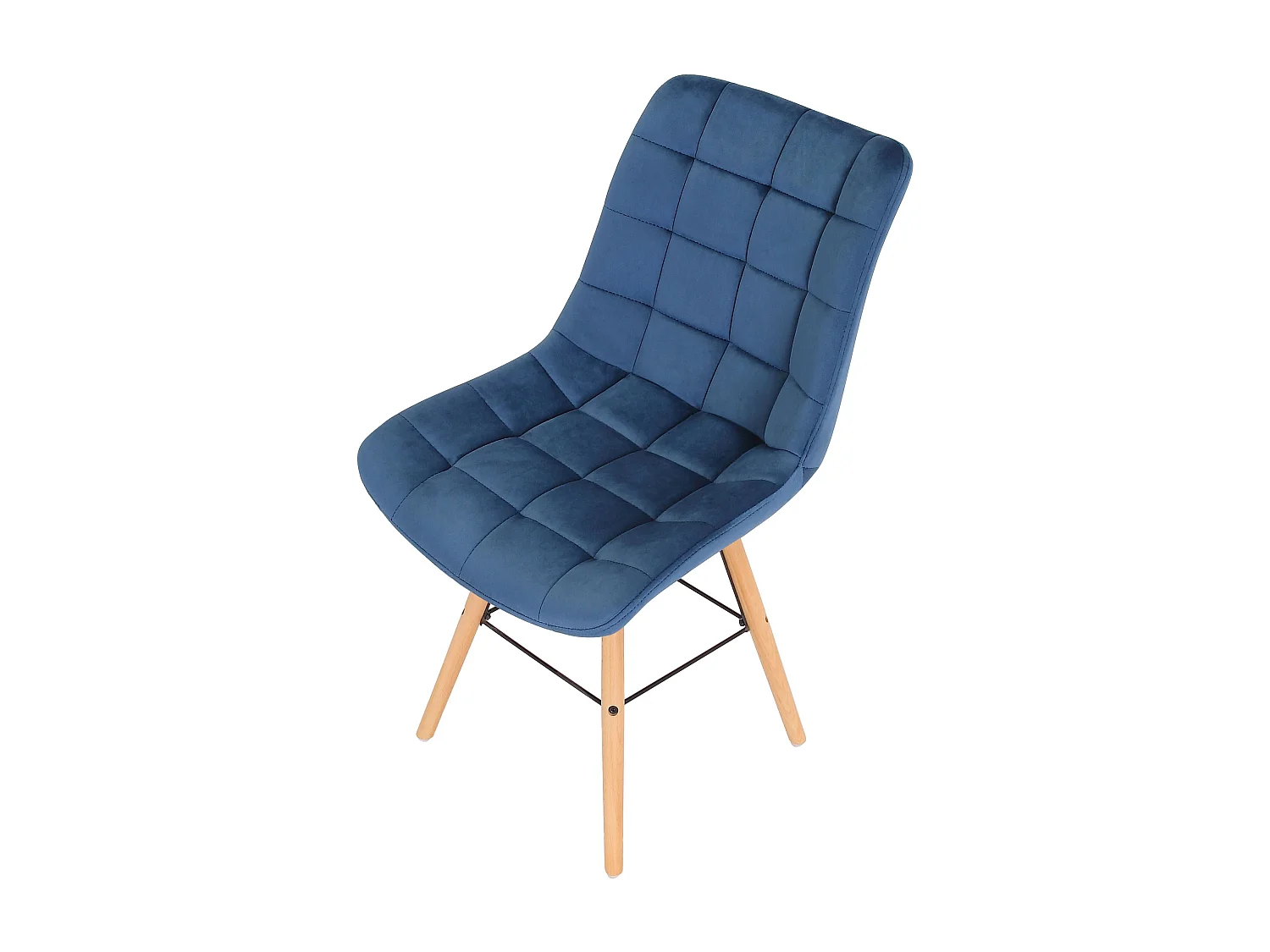 chaise salle à manger - Velours & Bois - Bleu - Leni