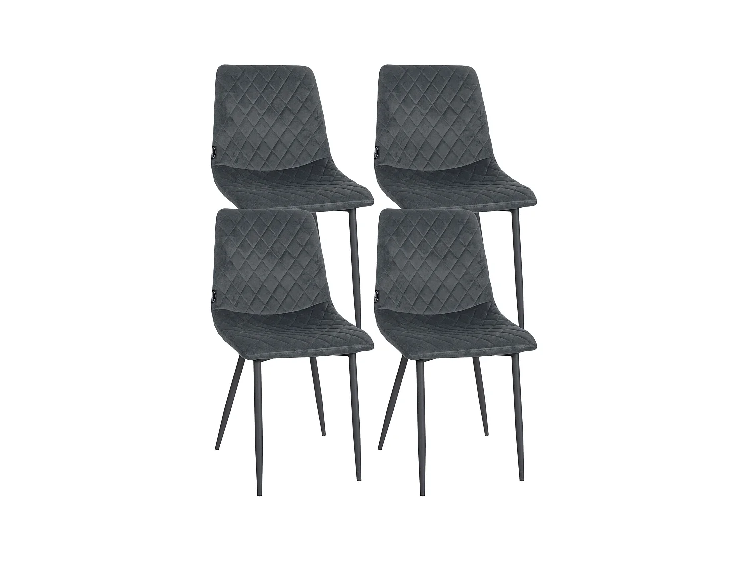 Lot de 4  chaise salle à manger - Velours - Gris foncé - Telde