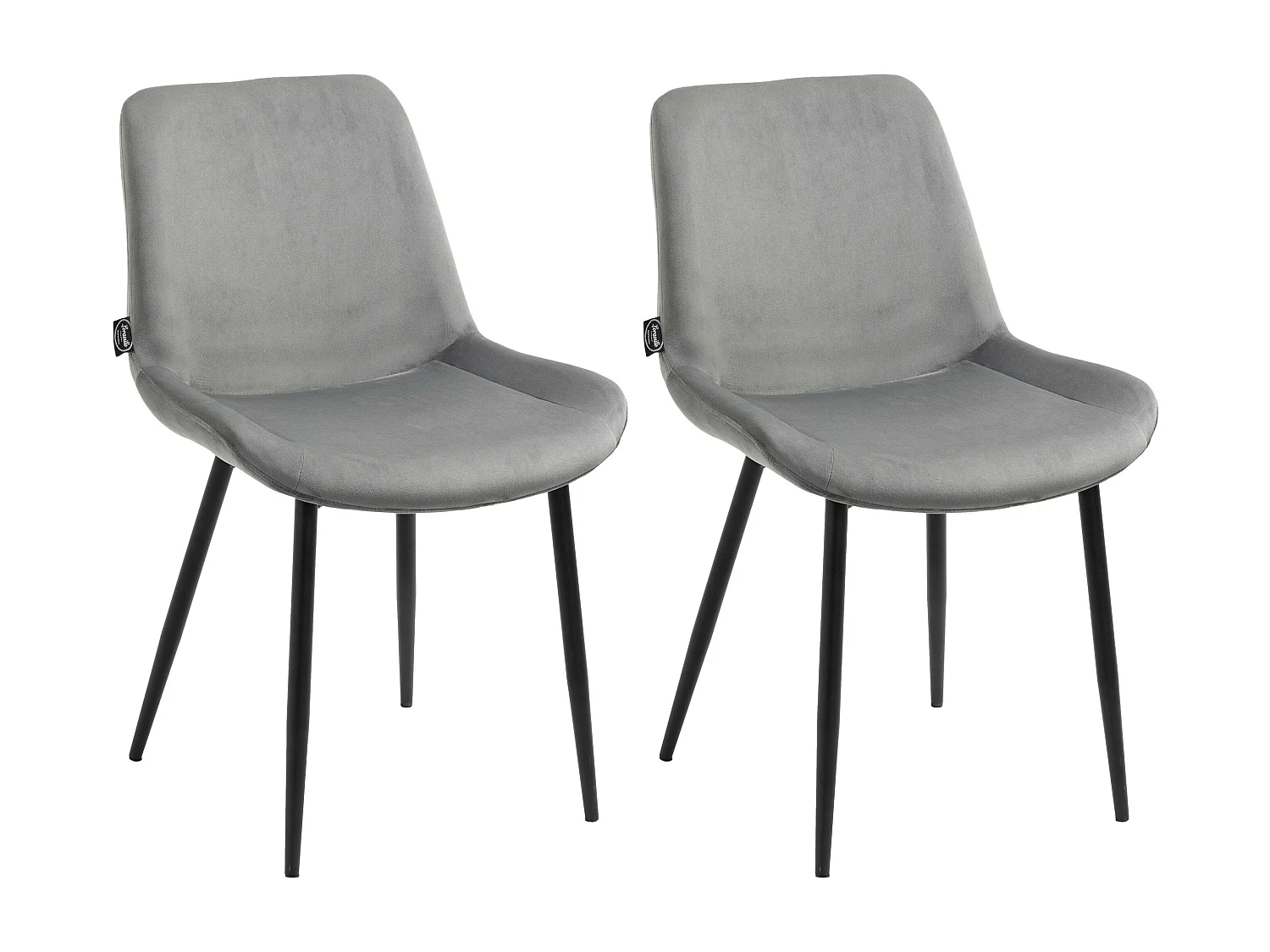 Lot de 2  chaise salle à manger - Velours - Gris - Victoria