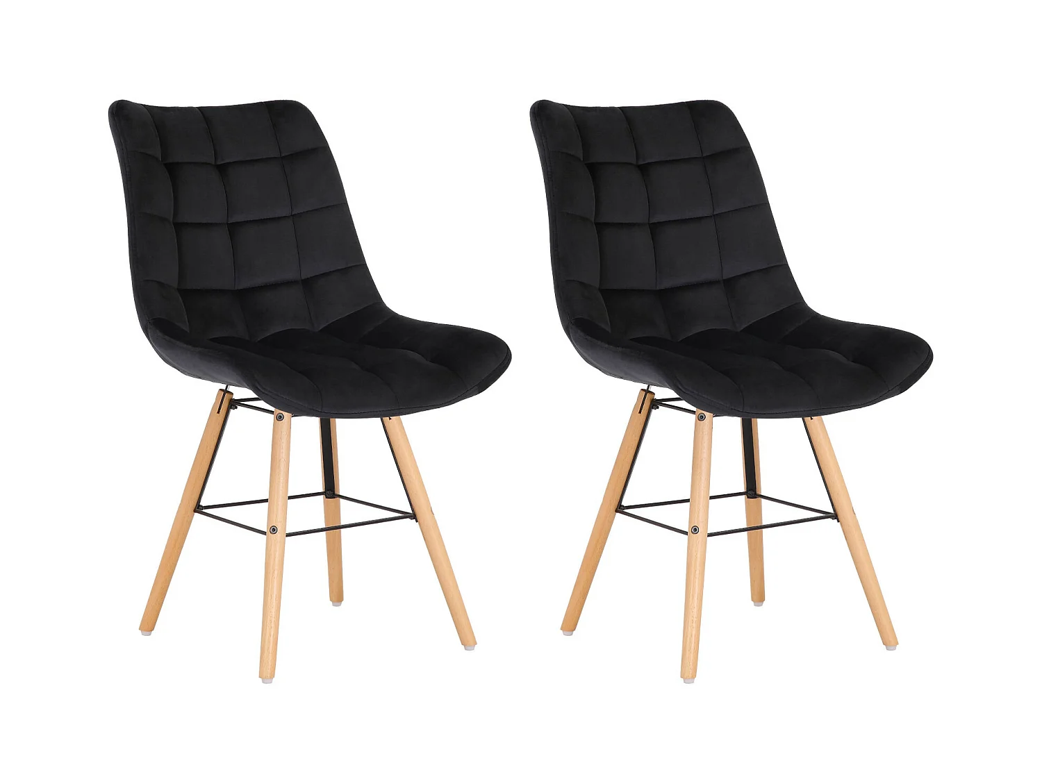 Lot de 2  chaise salle à manger - Velours - Noir - Leni