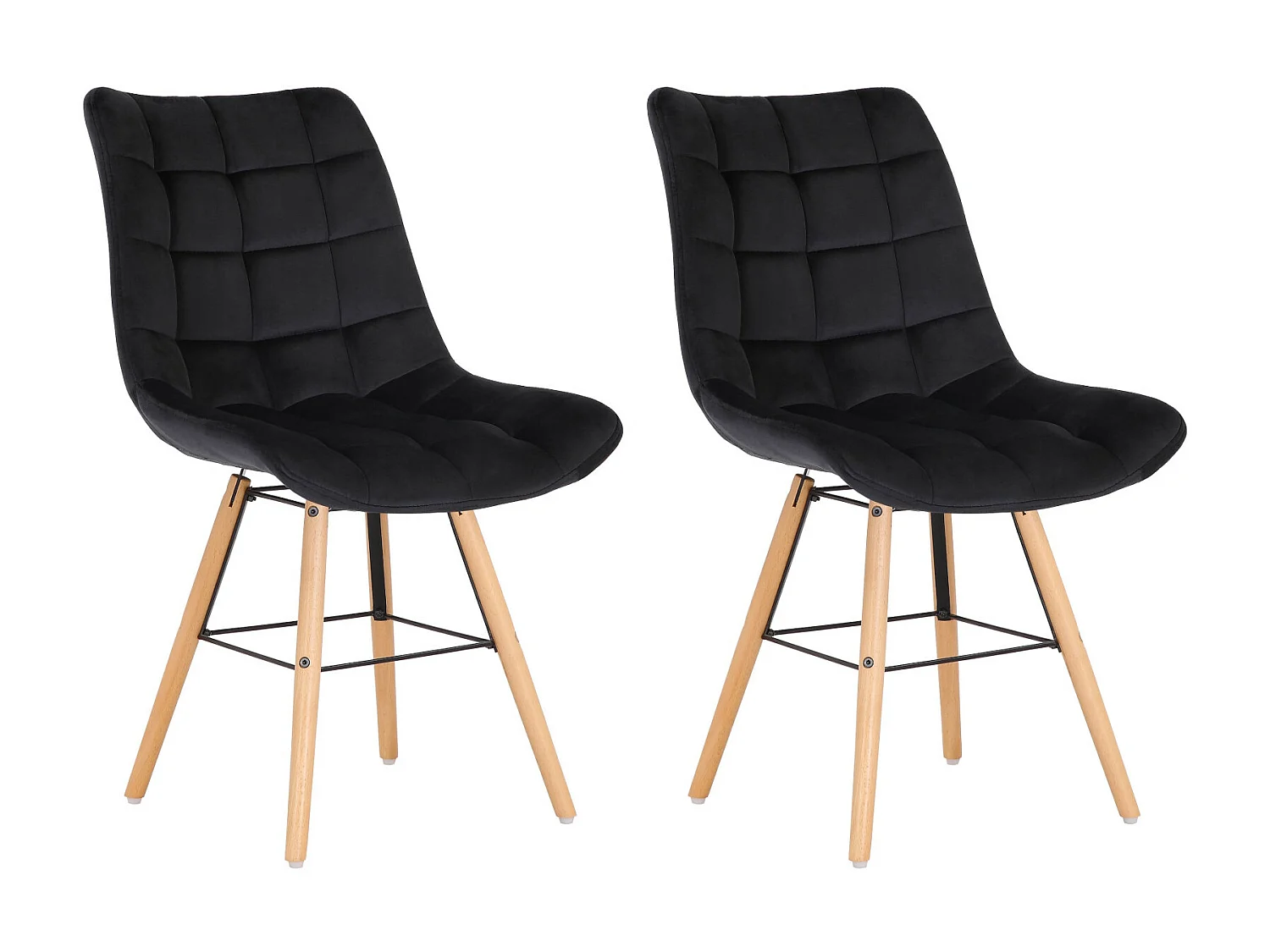 Lot de 2  chaise salle à manger - Velours - Noir - Leni