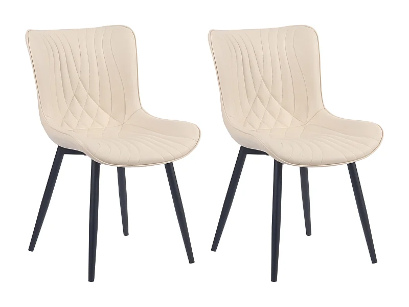 Lot de 2  chaise salle à manger - Similicuir - Crème - Brady