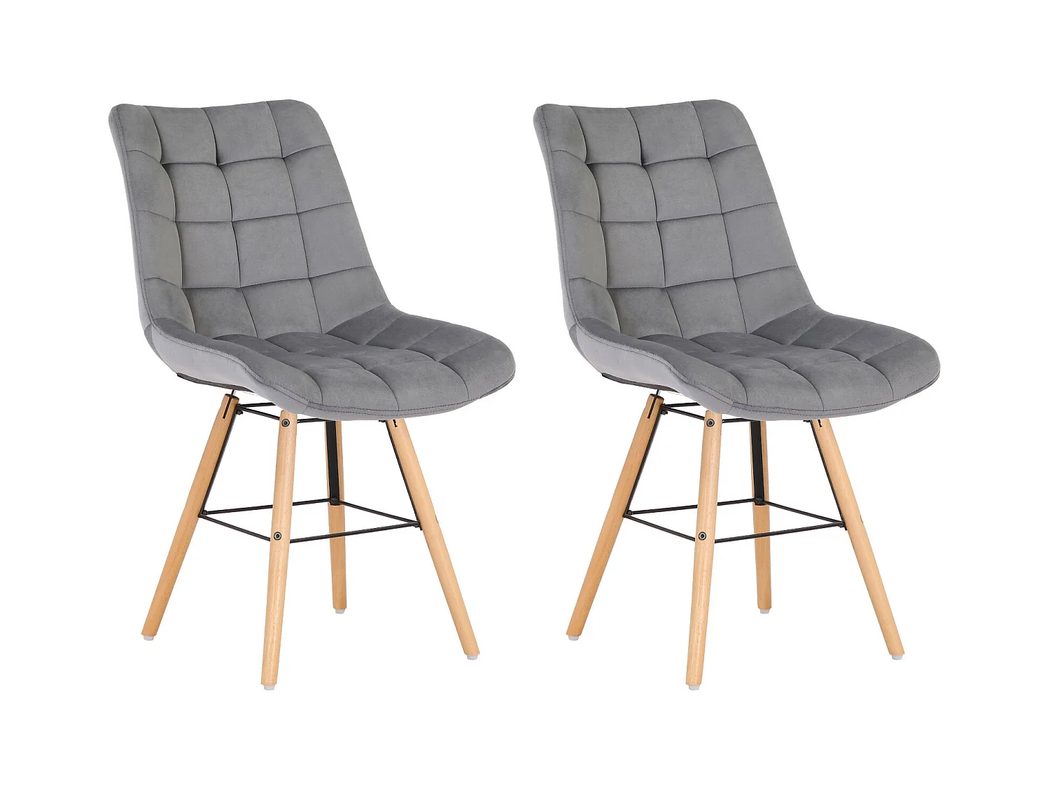 Lot de 2  chaise salle à manger - Velours - Gris - Leni