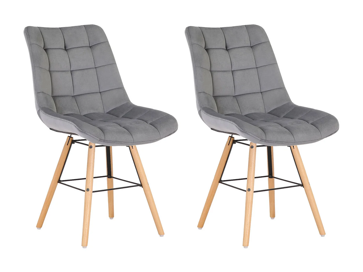 Lot de 2  chaise salle à manger - Velours - Gris - Leni