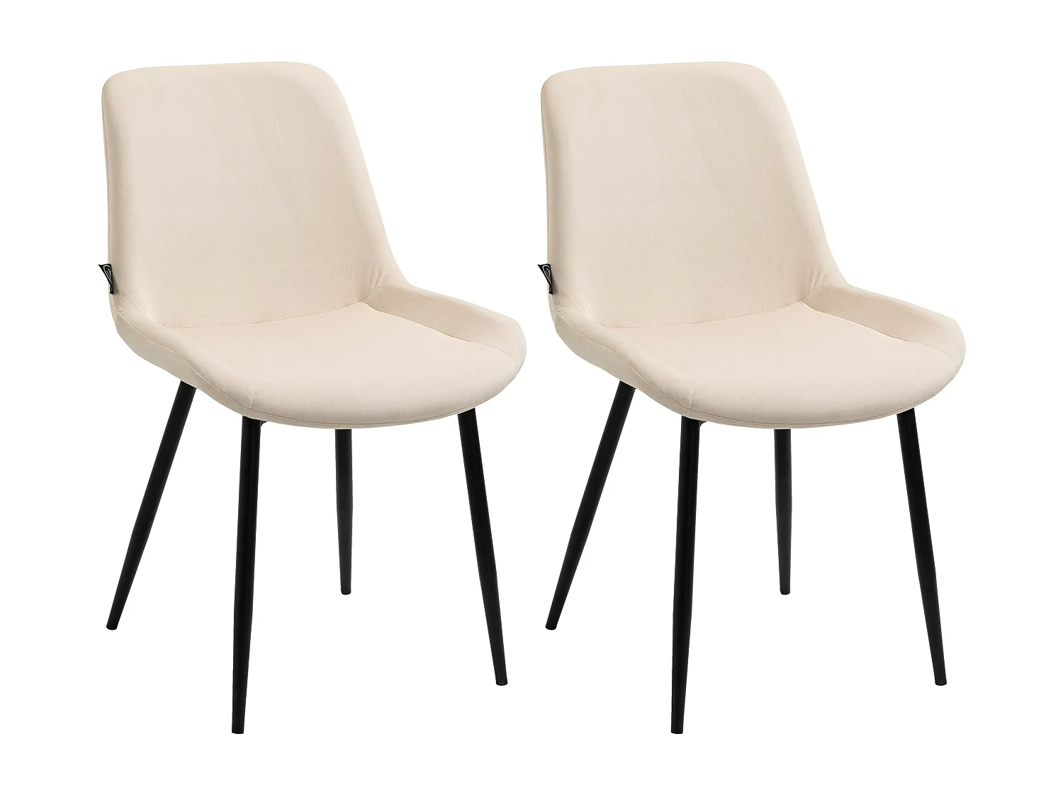 Lot de 2  chaise salle à manger - Velours - Crème - Victoria