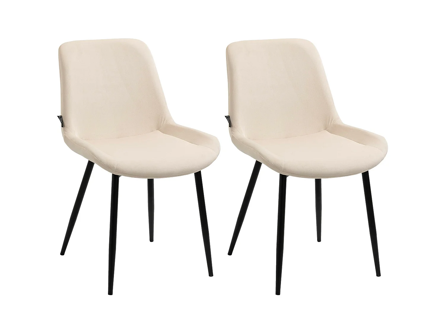 Lot de 2  chaise salle à manger - Velours - Crème - Victoria
