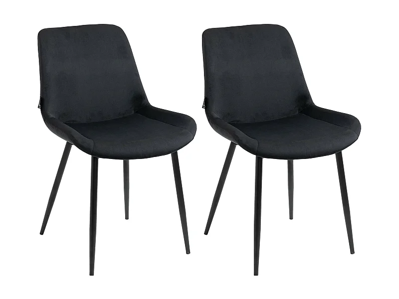 Lot de 2  chaise salle à manger - Velours - Noir - Victoria
