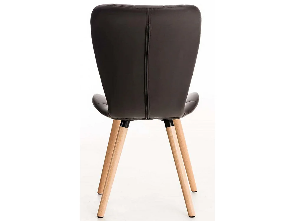 Lot de 4  chaise salle à manger - Similicuir - Marron - Elda