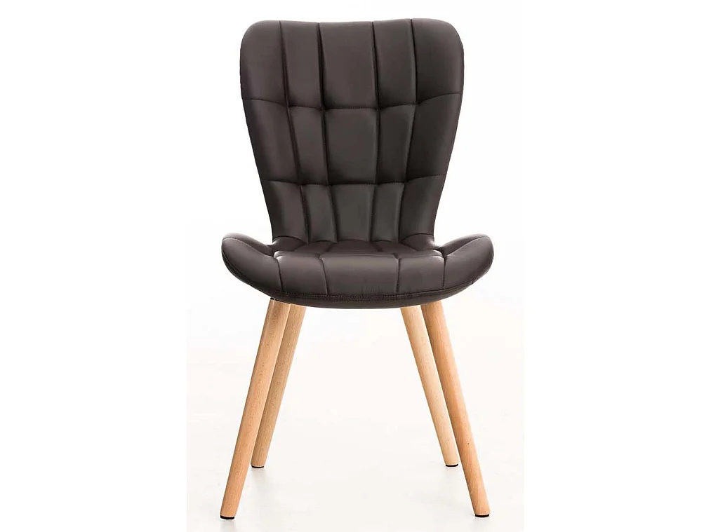 Lot de 4  chaise salle à manger - Similicuir - Marron - Elda