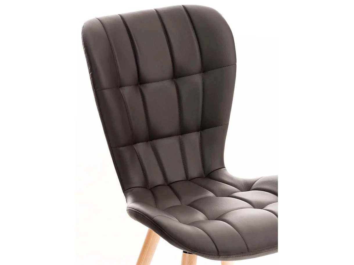 Lot de 4  chaise salle à manger - Similicuir - Marron - Elda