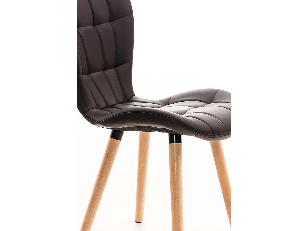 Lot de 4  chaise salle à manger - Similicuir - Marron - Elda