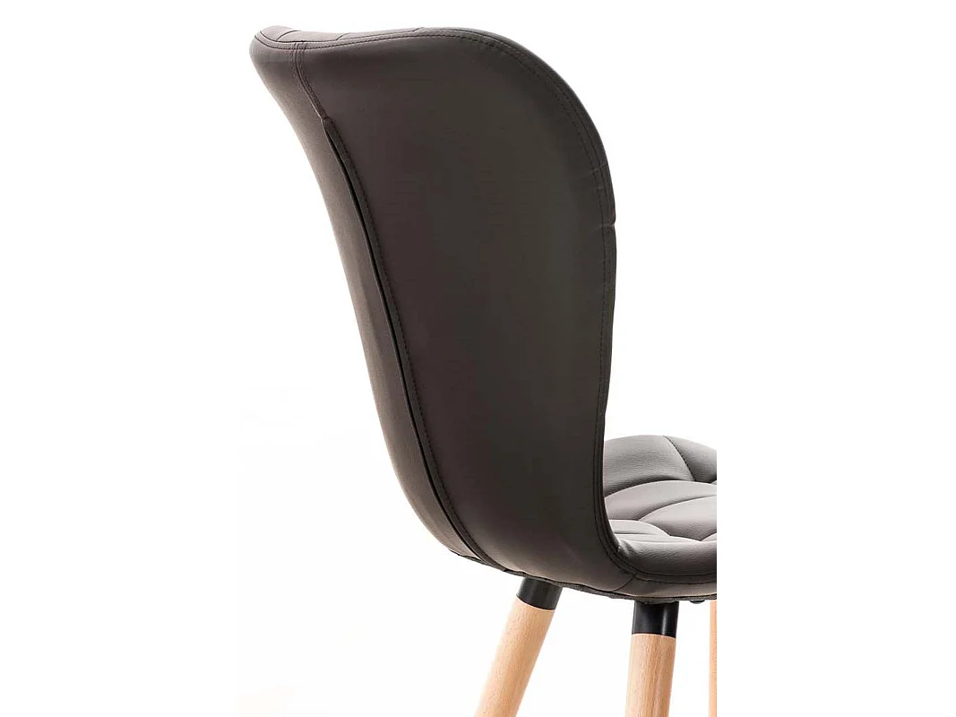 Lot de 4  chaise salle à manger - Similicuir - Marron - Elda