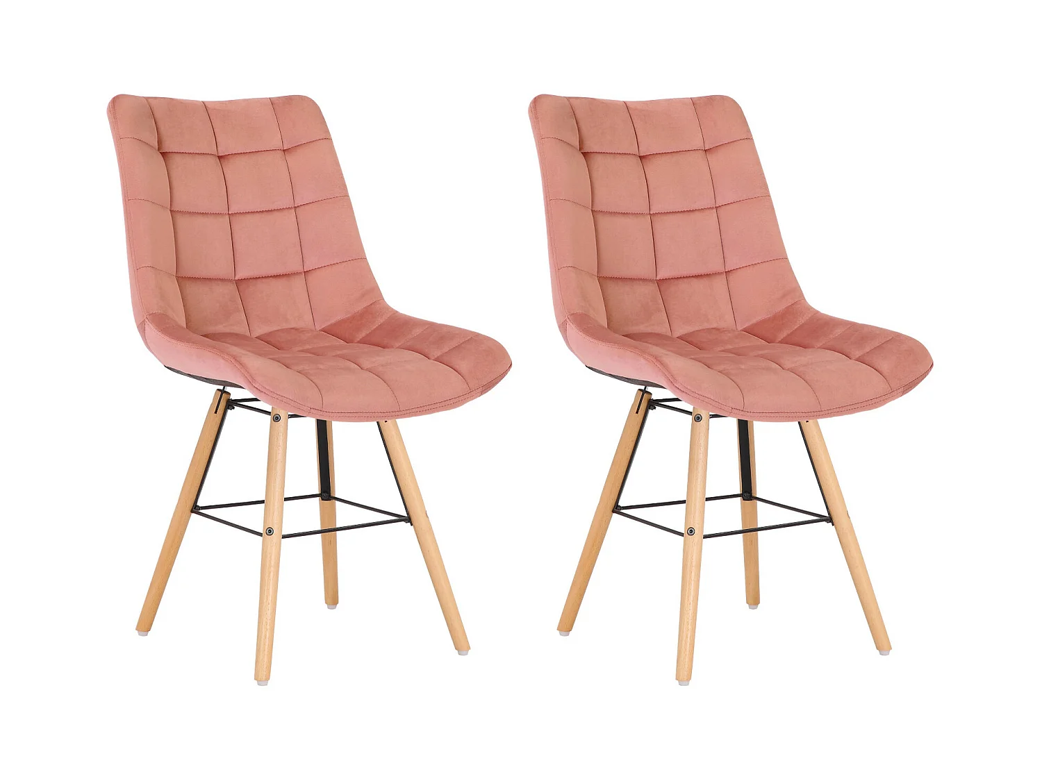 Lot de 2  chaise salle à manger - Velours & Bois - Rose - Leni