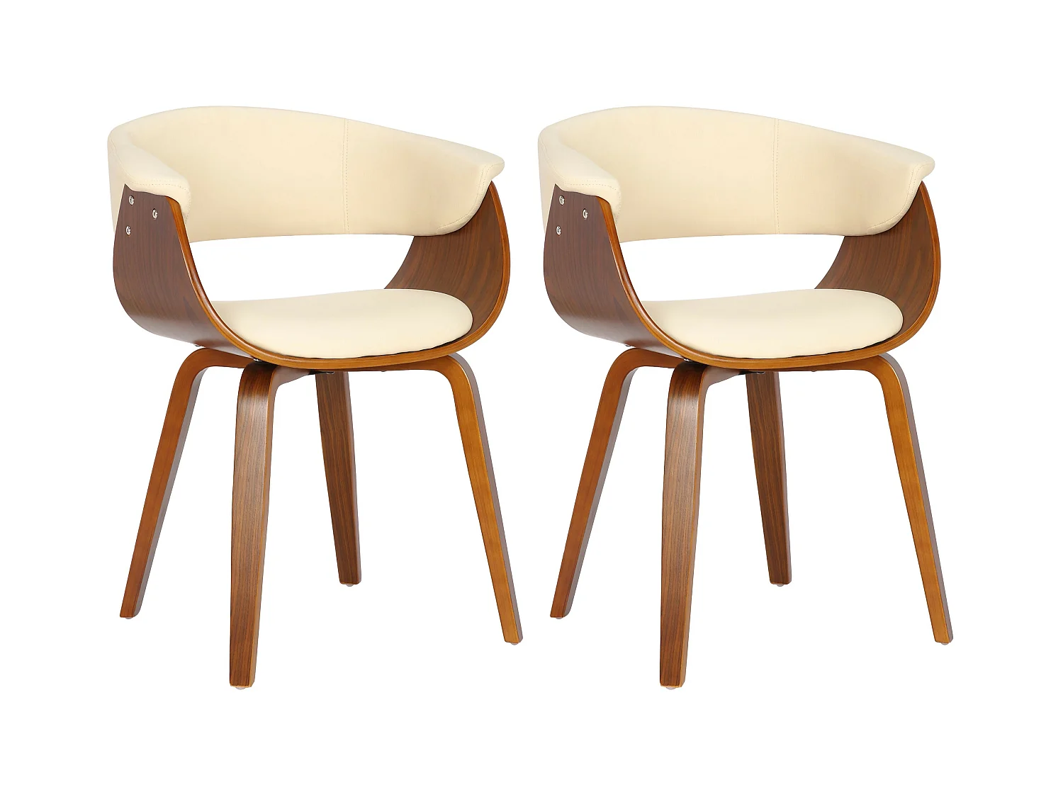 Lot de 2  chaise salle à manger - Bois - Crème - Bruce
