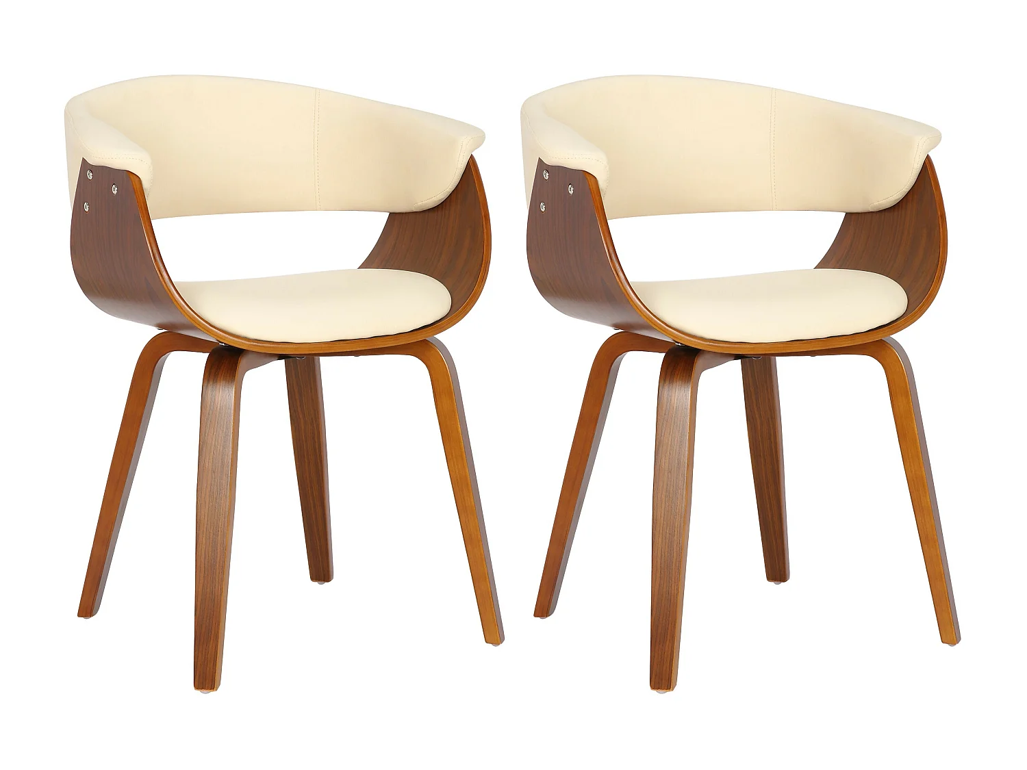 Lot de 2  chaise salle à manger - Bois - Crème - Bruce