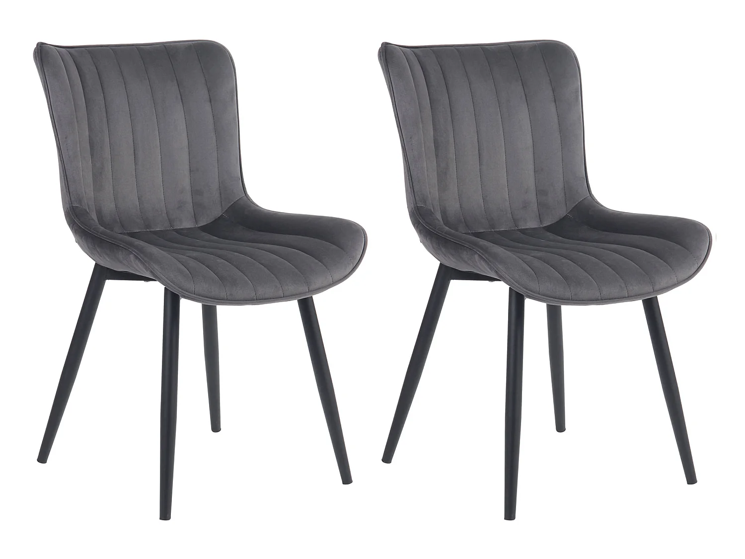 Lot de 2  chaise salle à manger - Velours - Gris foncé - Largo