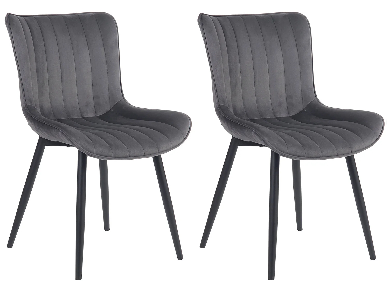 Lot de 2  chaise salle à manger - Velours - Gris foncé - Largo