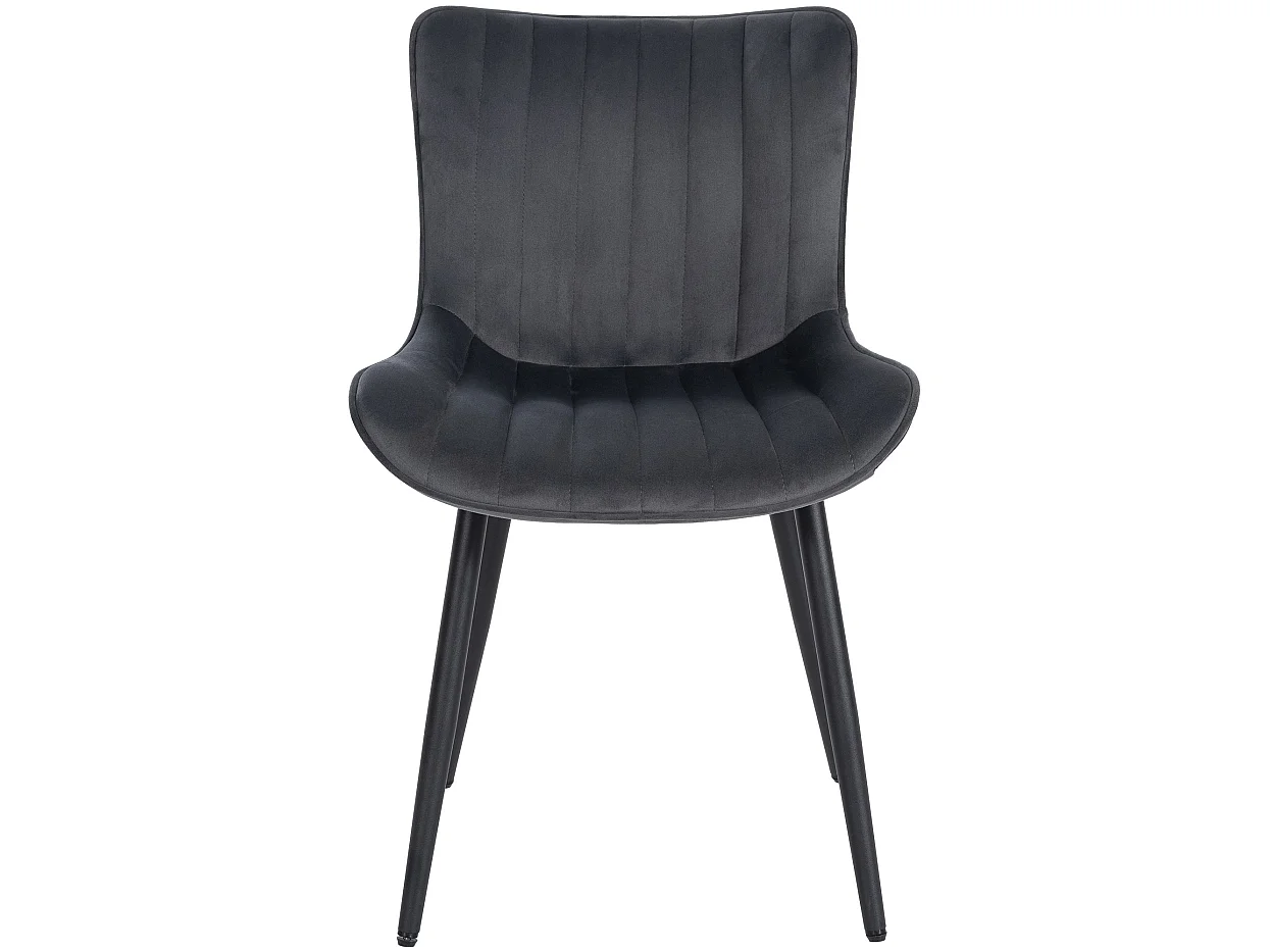 Lot de 2  chaise salle à manger - Velours - Gris foncé - Largo