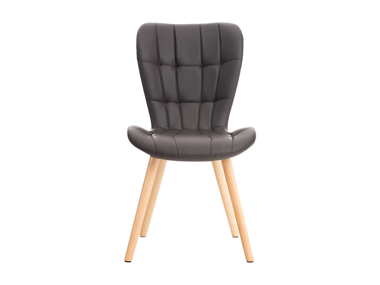 chaise salle à manger - Similicuir & Noyer - Marron - Elda