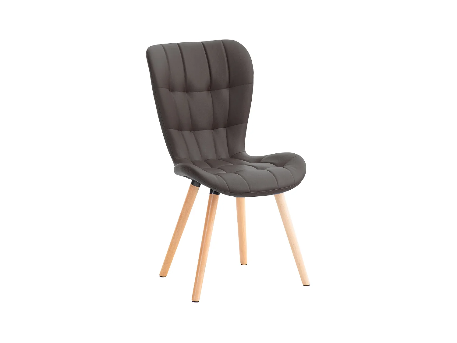 chaise salle à manger - Similicuir & Noyer - Marron - Elda